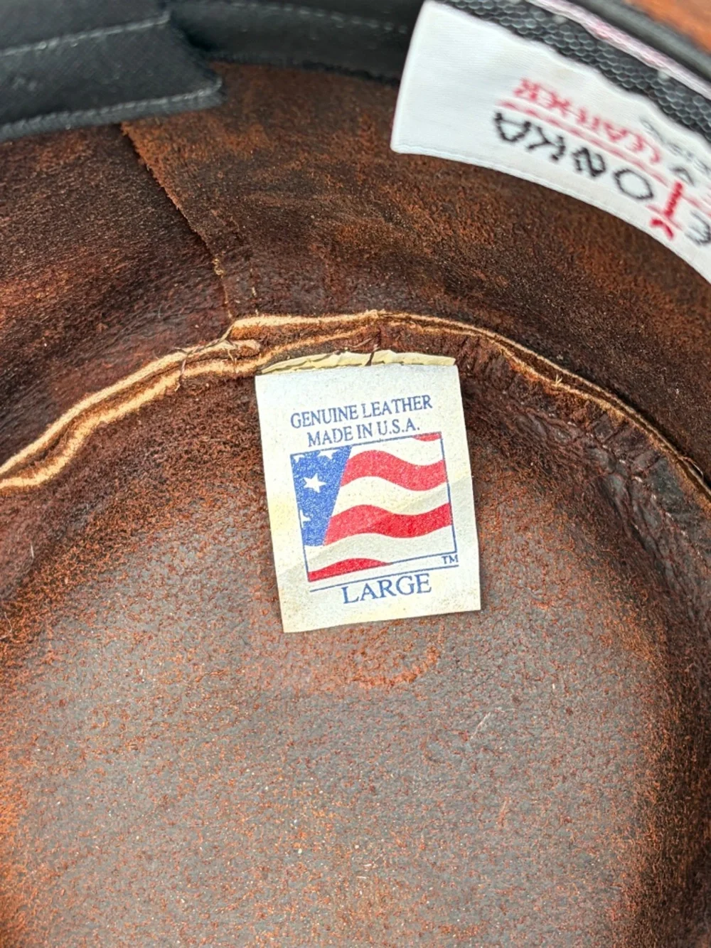 Vintage 90s Minnetonka Brown Suede Leather Outback Cowboy Hat Size LARGE USA
